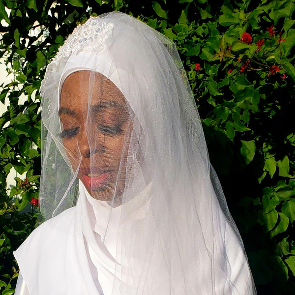 Tulle 2 Layer Bridal Hijab Veil - Veiled In Color 